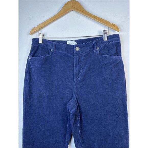 Chico's womens 14 navy corduroy pants 2 Original Fit retro western bohemian - Picture 3 of 8